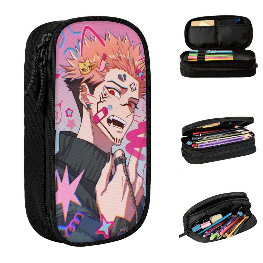 Fun Sukuna Jujutsu Kaisen Anime Pencil Cases Pencilcases Pen Holder Kids Big Capacity Bag School Supplies Gift Accessories