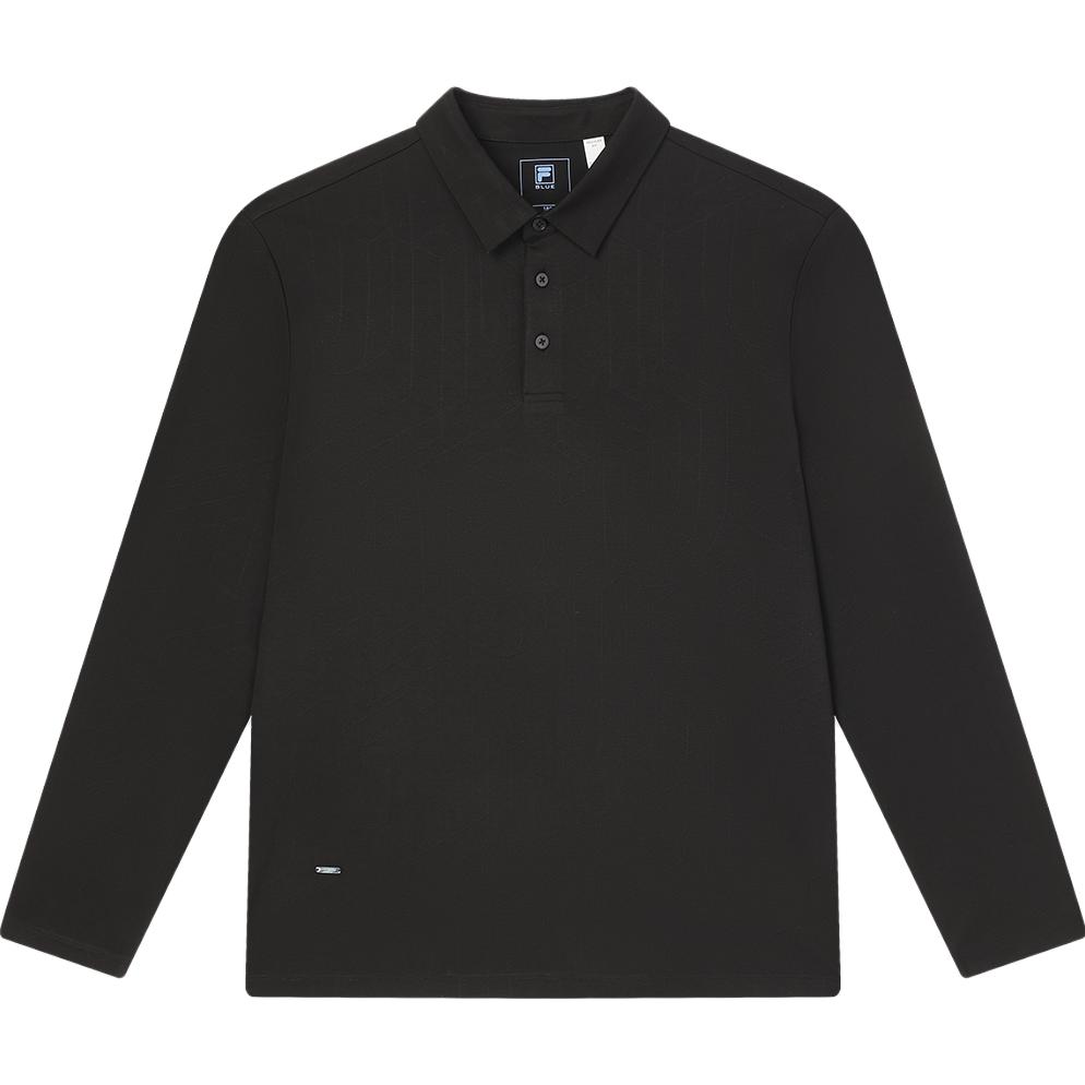 

FILA 2023 Winter New Knit Long Sleeve Polo Shirt Simple Basic Casual Top Men tops Black F11M342212FBK M