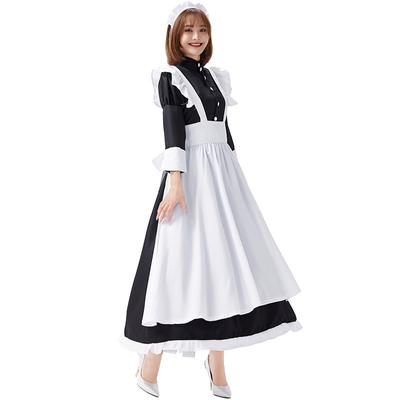 Japanese Black and White Long Skirt Gangster Maid Costume Adult Female Maid Dress Halloween Costume British Servant Costume