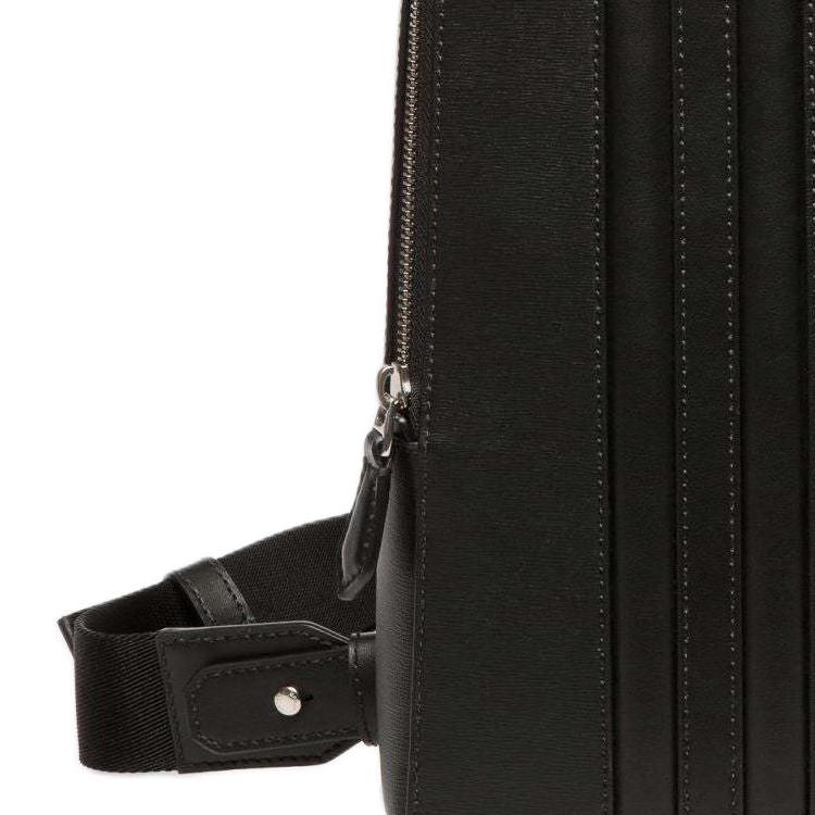 Bally Mythos Palladium Tone Metal Accessories Recycled Cowhide Chest Bag Crossbody Shoulder Bag Men Bags Black 6308467