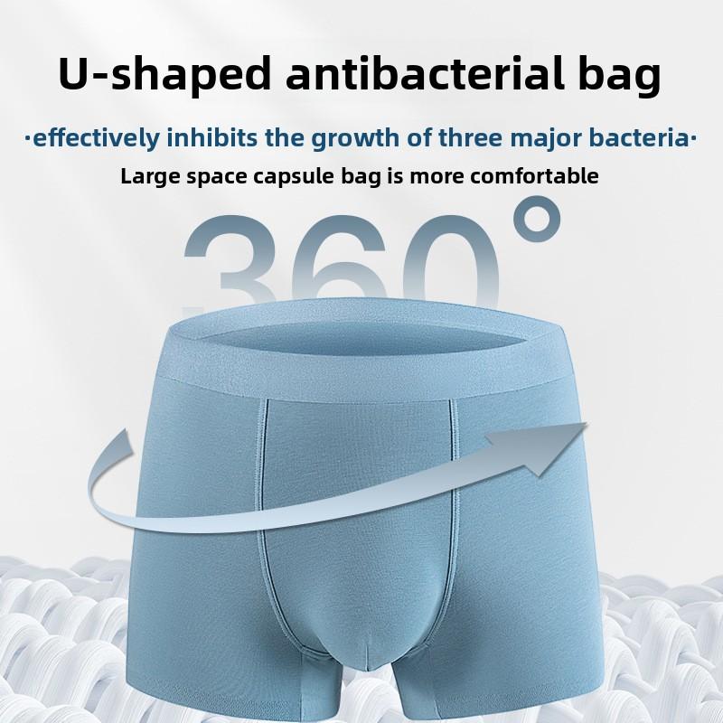 Plus Size Men's Spring and Summer Solid Color Antibacterial Breathable Non Mark Mid Waist Flat Angle Underwear