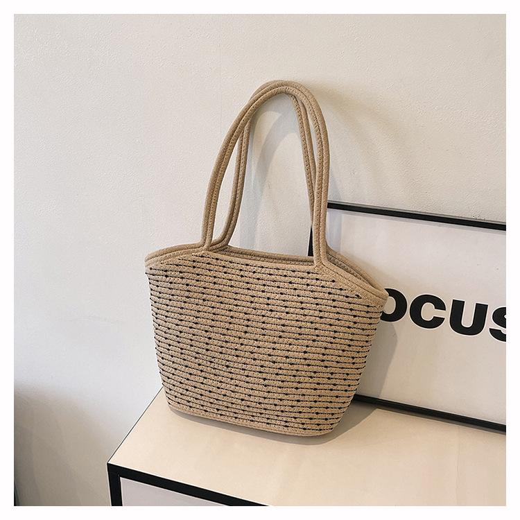 

Женская большая плетеная соломенная сумка-тоут - 2025 Летняя пляжная и модная сумка-ведро