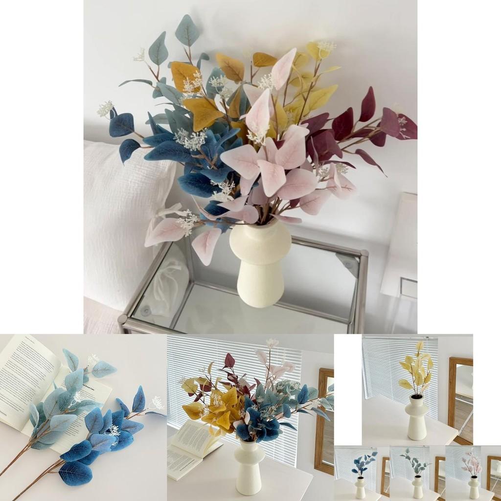 Realistic Eucalyptus Apple Leaf Silk Floral Stems For Photography Props Outdoor Use