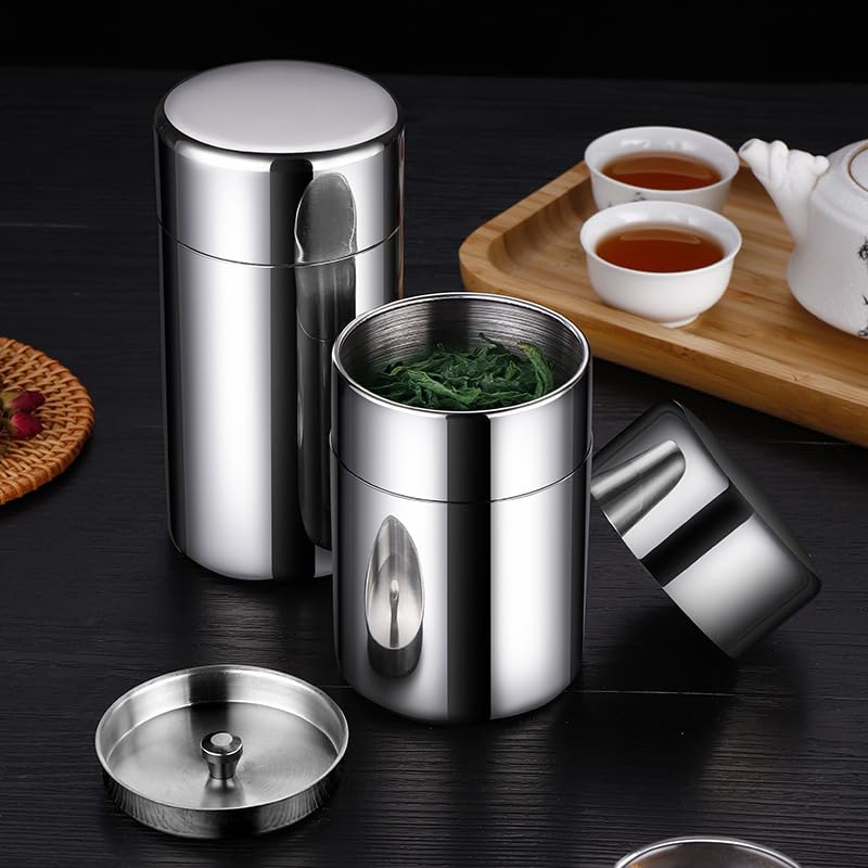 SensaBliss Stainless Steel Tea with Light Preserves Tea Coffee Includes Dishwasher Stylish Gift for Green and Black Tea Caddy, 400ml, Double-Sealed