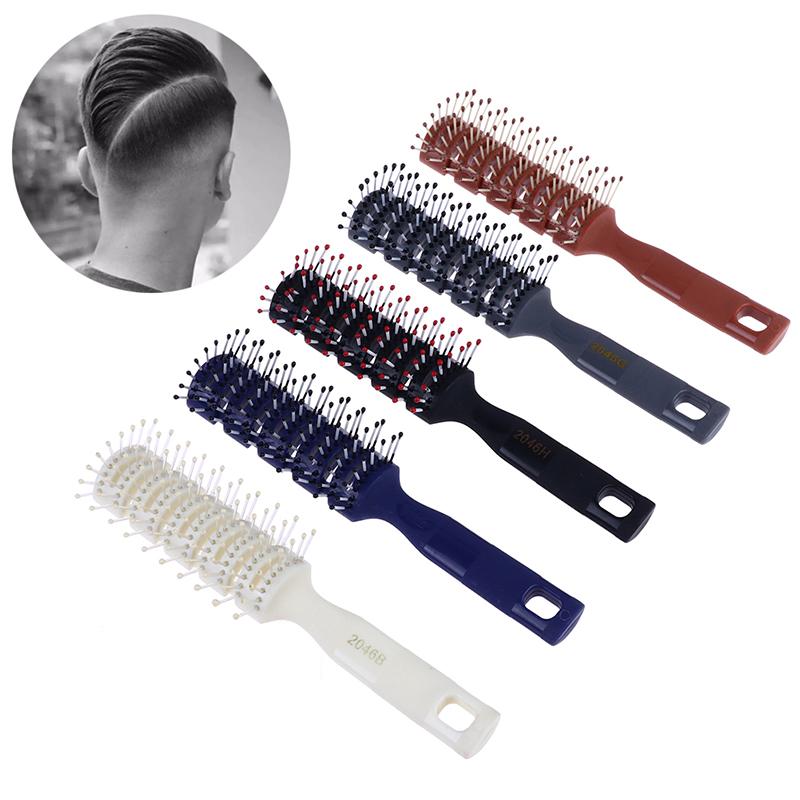 Salon Household Professional Rib Comb of Men’s Pomade Hair Styling Massage Curling Hairbrush for Inner Buckle Modeling