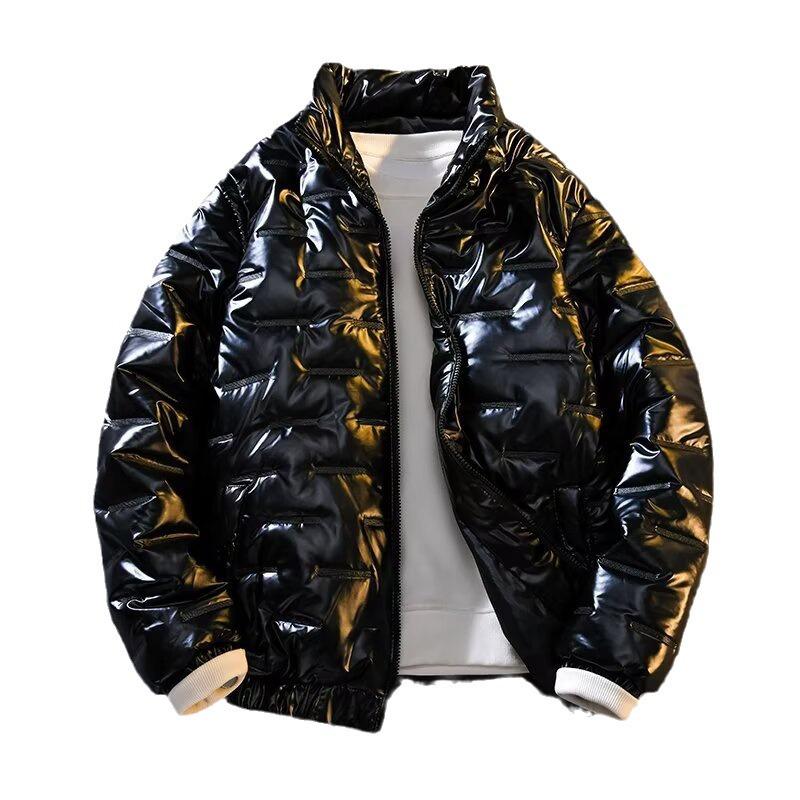 2025 Trendy Shiny Cotton Men's Stand-Up Collar Winter Jacket – Slim, Warm, Stylish