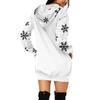Women's Christmas Print Long-Sleeved Hooded Pocket Pullover Dress
