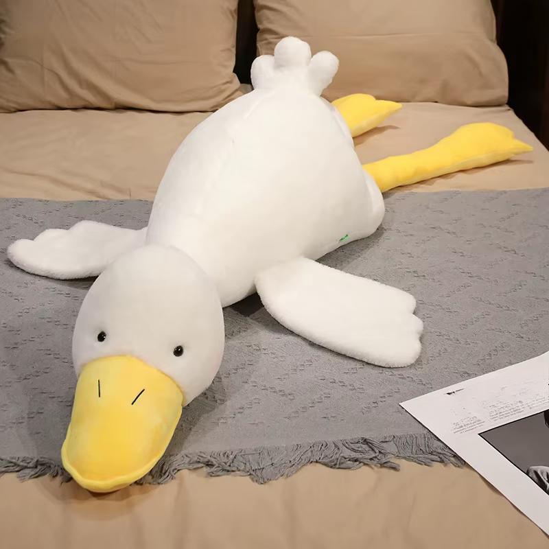 

155 см гигантские мягкие игрушки, белые гусиные плюшевые подушки, желтые плюшевые утки, детские игрушки, мягкая подушка для сна, декор, подарки about 50-55cm