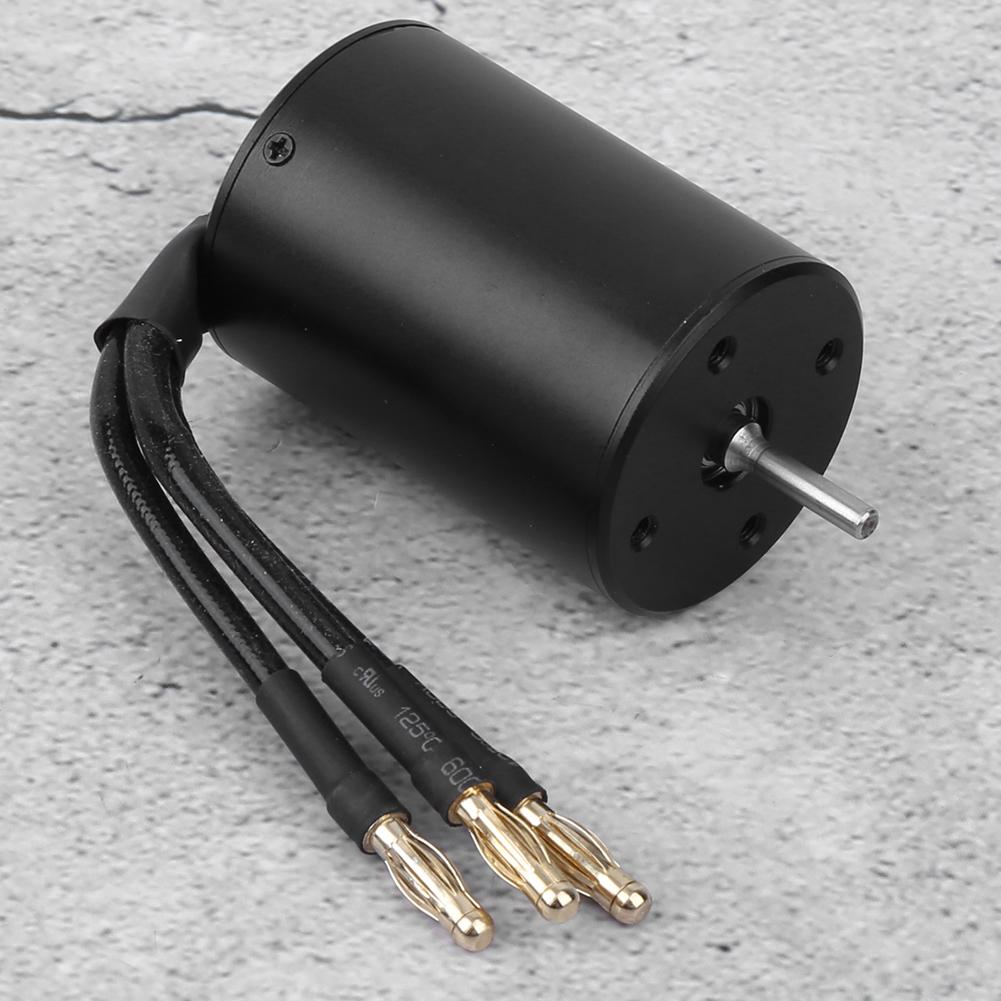 3650 Waterproof 4 Pole NonInductive Brushless Motor Accessory for 1 8 1 10 RC Car (Black)