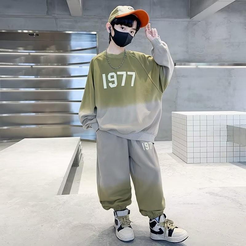 Boys' 2023 Gradient Street Style Sports Suit - Spring/Autumn Sweater