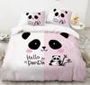 Cartoon Cute Panda Duvet Cover 3D Printed Bedding Set Children Gift Girls Single Large King Size 3-Piece Set with 2 Pillowcases