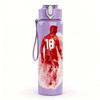 1PC Red Jersey Sport Player Portrait 750ml Color Plastic Sports Water Bottle Leakproof Flip Straw Lid Suitable for Sports Office Home Use