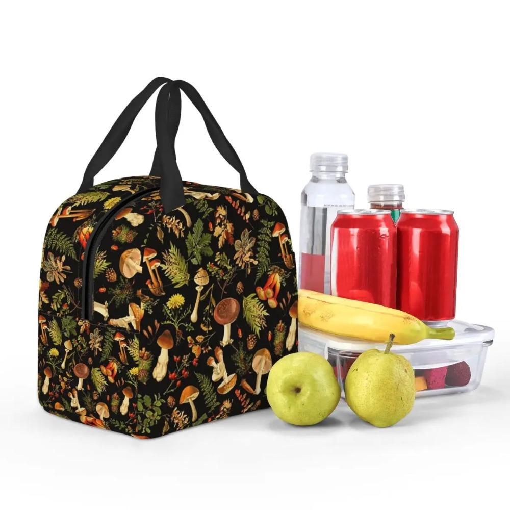 Thanksgiving Mushrooms Harvest Botanical Night Garden Insulated Lunch Bag for Women Office Cooler Thermal Food Box Tote Portable