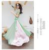 Two-Tone Satin Chiffon Lace-up Dance Midi Skirt for Women