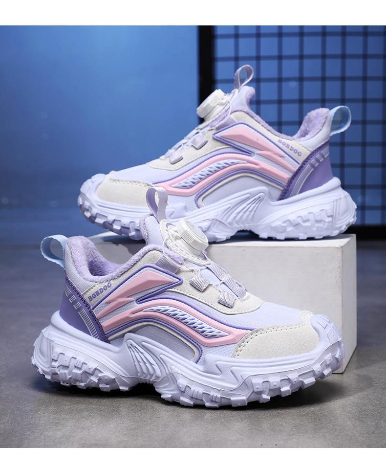 Bobodou Mädchen Winter-Sportschuhe 2025 - Warme, Samt gefütterte Laufschuhe für Mädchen im mittleren und höheren Alter