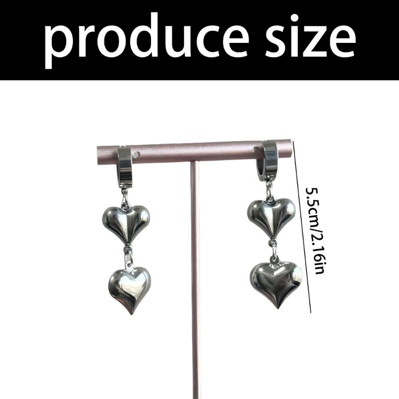 Punk Styles Heart Shaped Drops Earrings Craft Of Stainless Steel For Women Girls Fashion Jewelry Gift For Daily Wear