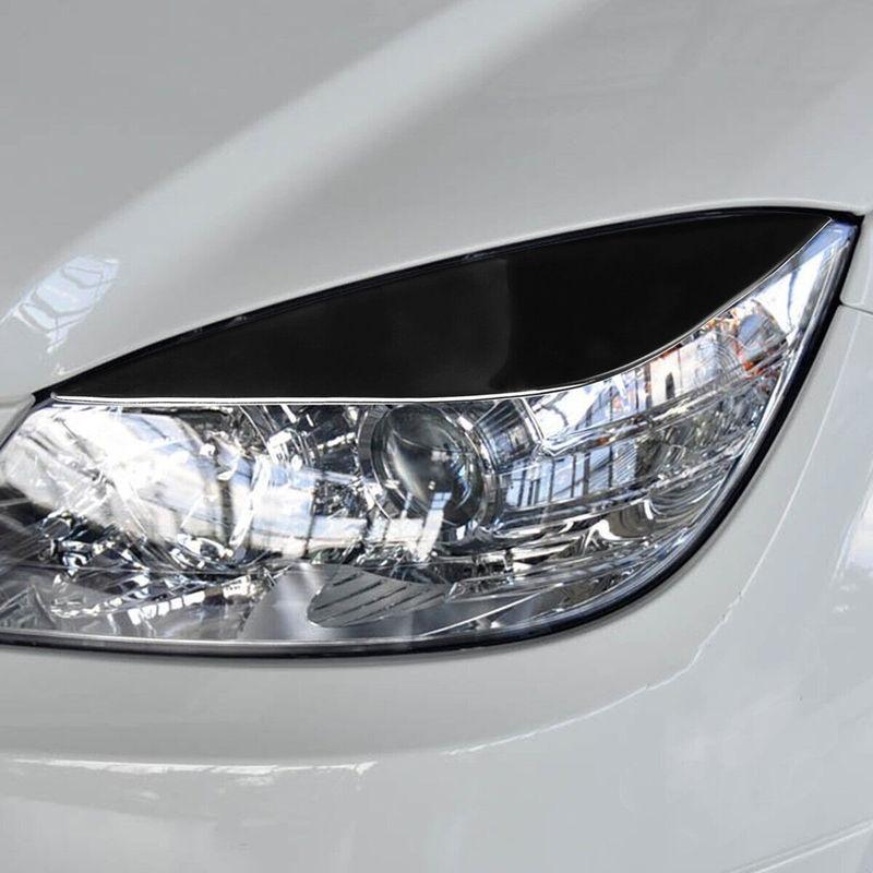For Mercedes‑Benz W204 2008-2011 Gloss Black Carbon Car Front Headlight Eyebrow Eyelid Trim Sticker Cover ABS Decorative Frame