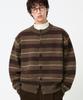 TRILLION Washable Hairy Striped Button Cardigan Knit_Brown