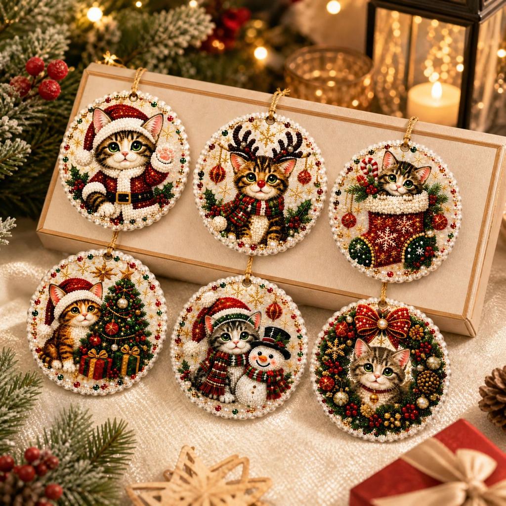Christmas Round and Hanging Ornament Set, 6