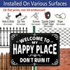 2D Flat 1pc Retro Happy Place Humor Aluminum Sign Welcome To My Happy Place Dont Ruin It Unique Gift for Homeowners Introverts
