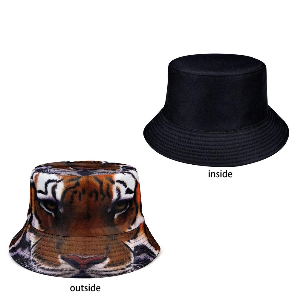 Tiger Pattern Double-Sided Bucket Hat - Stylish Unisex Sun Hat with Sun Protection for Outdoor Adventures