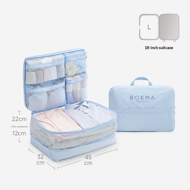 5 In 1 Compression Packing Cubes Travel Luggage Organizer Multi Pocket Clothes Storage Accessories