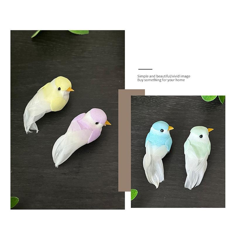 2Pcs Cute Artificial Birds Fake Foam Animal Simulation Feather Birds Models Tit Diy Craft Home Garden Floral Ornament Decoration