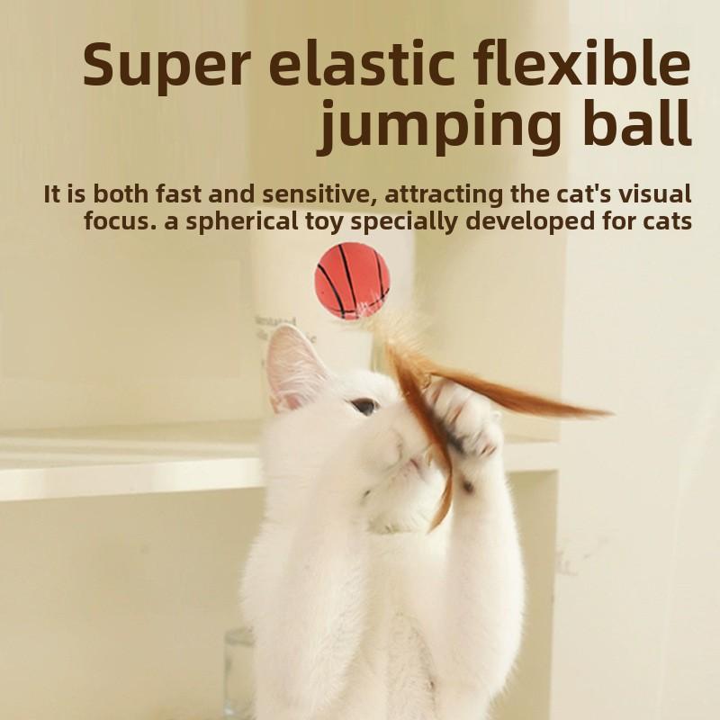 Chicken Feather Rubber Elastic Balls, Feather Throwing Cat Toys, Self-entertainment and Boredom Pet Toys