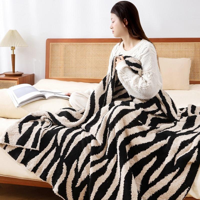 Zebra Stripe Plush Sofa Cover & Decorative Nap Blanket