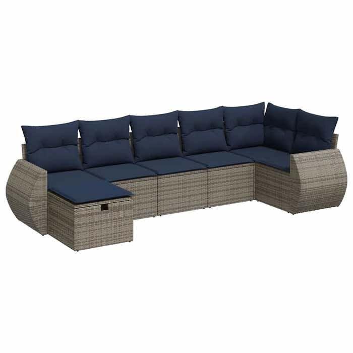 VidaXL Salon de jardin avec coussins 7 pcs gris résine tressée 3325607