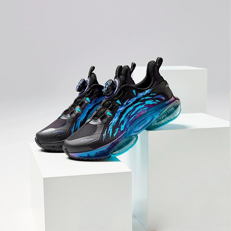 Anta Kids UFO 5.0 Lightweight Soft Bounce Knob Technology Non-Slip Shock Absorption Low-Top Running Shoes Kids running shoes Black Purple A12435588-1