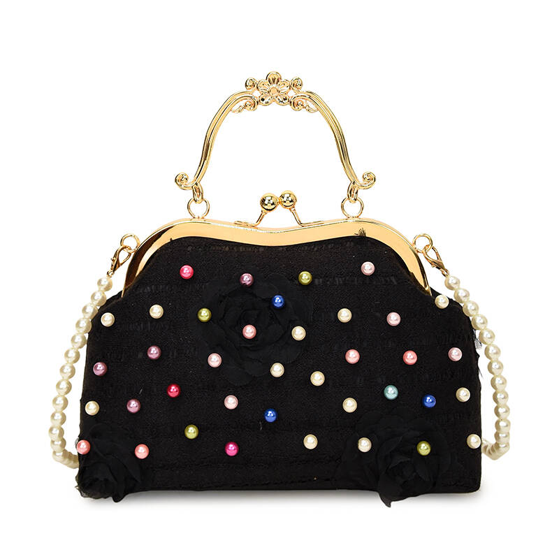 Neue Retro-Stil 3D Blumengesteppte Handtasche Metallverschluss Perlen-Tote Bag Elegante Abendtasche Kette Schulter Crossbody Clutch Tasche