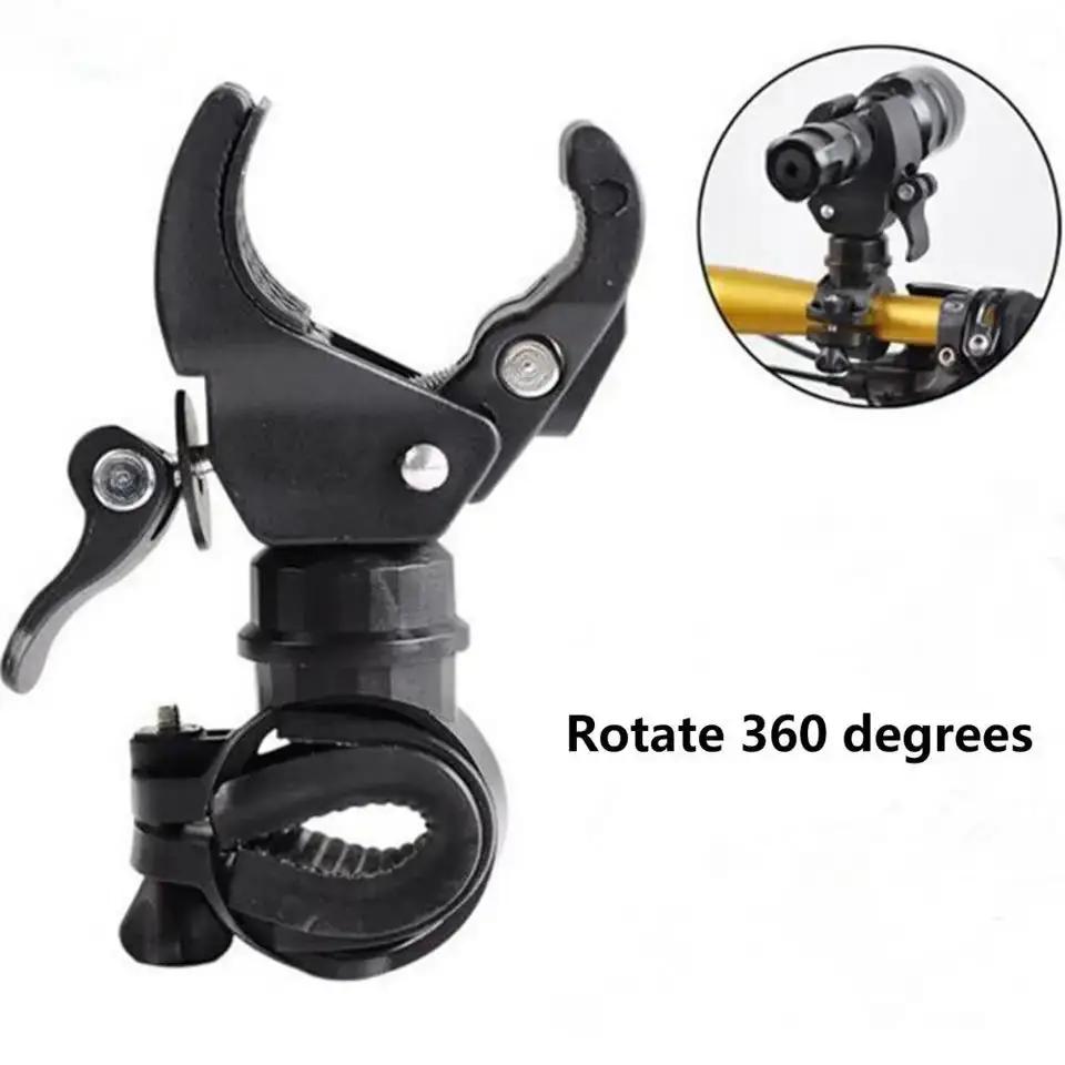 1PC Universal Bicycle Handlebar Flashlight Clip 90°/360° Rotating LED Torch Mount Clamp Holder for Bike Adjustable Grip Bracket