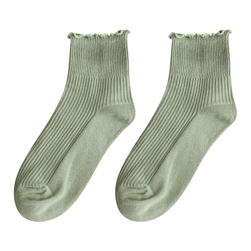 Solid Color Thin Harajuku Socks Spring Happy Women's Socks Cotton Colorful Kawaii Girls Fun Frill Riding Socks