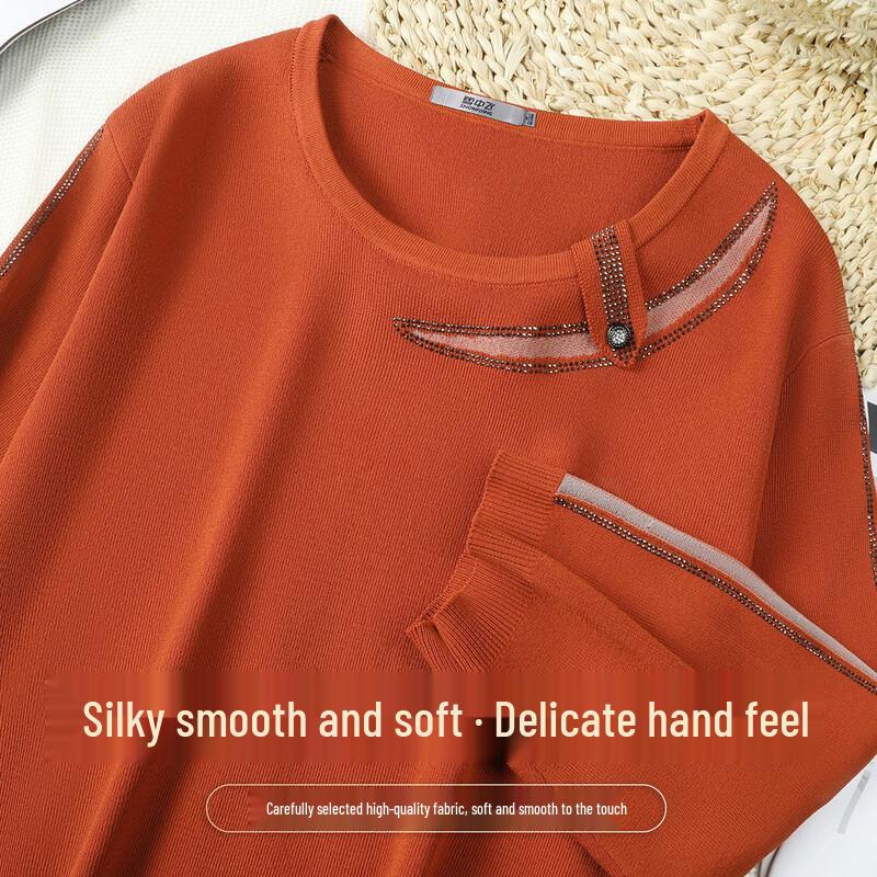 SNOWFLYING Women s Lyocell Rhinestone Knit Top M