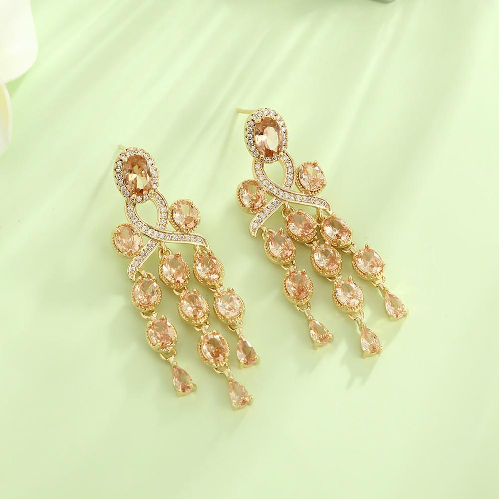 Fashion Butterfly Gold Plated Earrings With Green Zircon Gems For Women