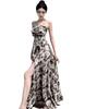 Elegantes französisches Blumenmuster Maxikleid - Sommer, rückenfrei, mit Schlitz und Spaghettiträgern, Trendig und sexy für Damen