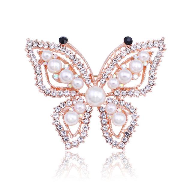 Tide Brooches High End Rhinestone Niche Butterfly Pearl High End Anti Glare Jewelry Decorative BroochLuxury Jewelry