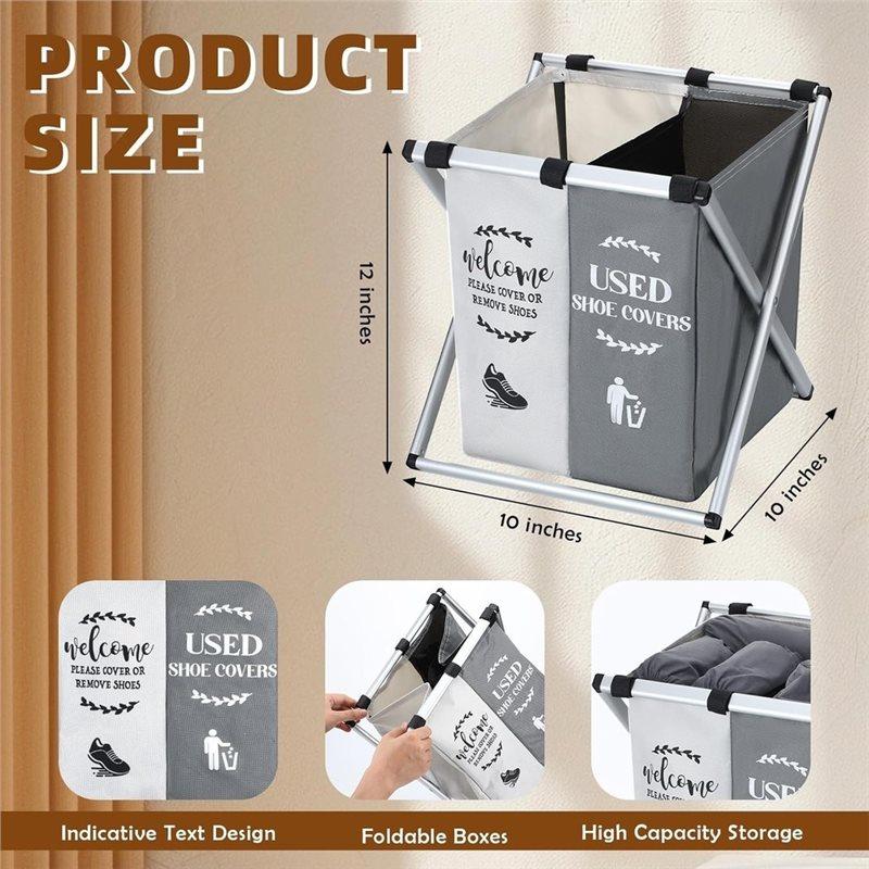 J1UL1N Shoe Cover Box Dispenser Foldable Storage Bin Holder With Used Shoe Covers And Welcome Please Or Remove Sign