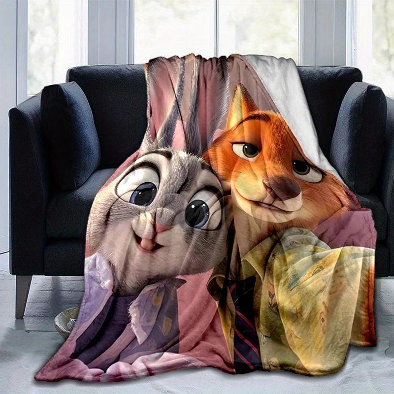 1 szt., Koc z Postaciami z Filmu Zwierzogród Wystrój Domu, Koc na Kanapę, Koc Plenerowy, Prezent dla Przyjaciół, Flanelowa Narzuta Idealna do Sypialni