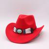 Western Cowboy Hat Simple Woolen Top Hat Retro Chain Ethnic Style Men'S And Women'S Jazz Hat