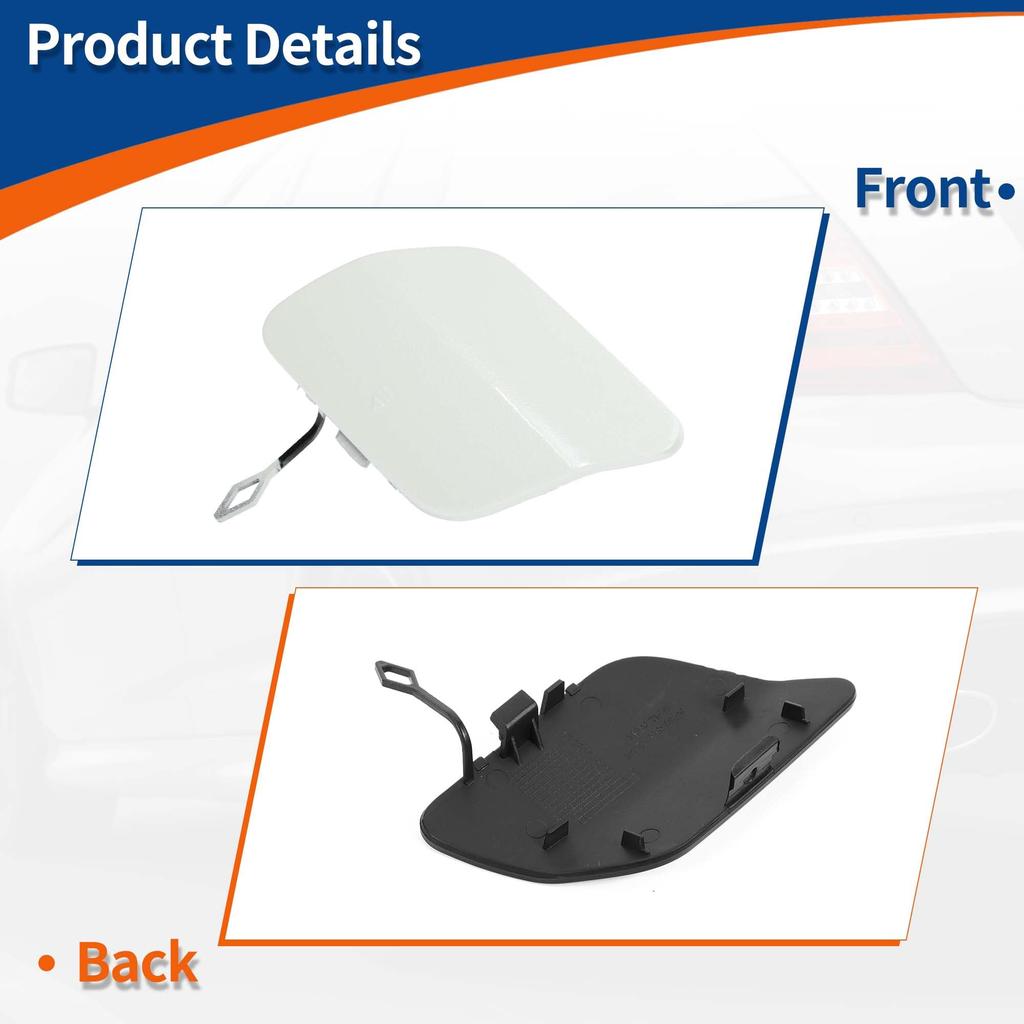 ACROPIX Rear Right Passenger Car Bumper Toe Hook Cover Cap for Mercedes Benz Diamond 1 Piece C-Class 2015-2020, White,