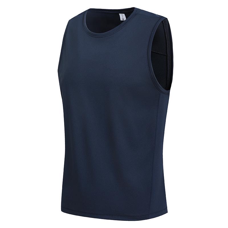 Men's Quick-Dry Elastic Training Vest - Ice Silk, Sleeveless, Loose Fit, Round Neck Top