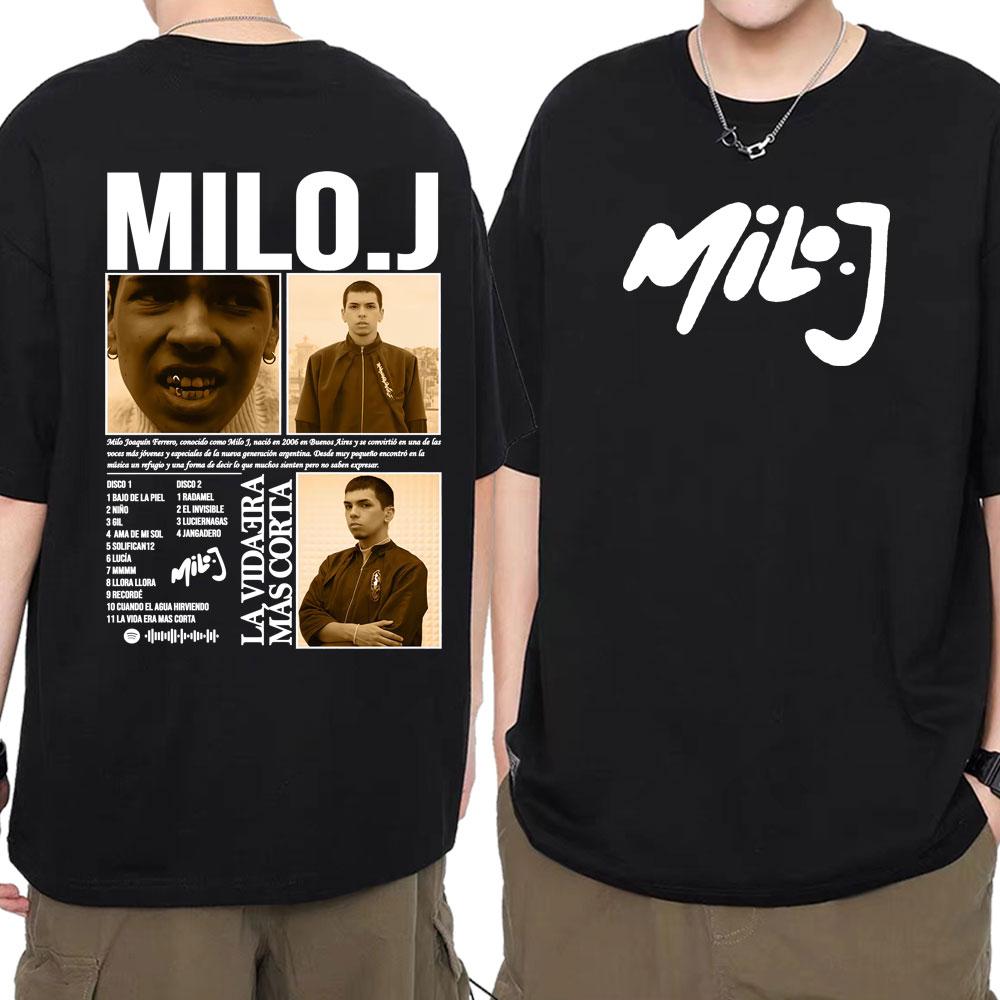 Rapper Milo J La Vida Era Mas Corta New Album Tshirts Men Women Fashion Summer Short Sleeve T Shirt Oversized 100 Cotton Shirt