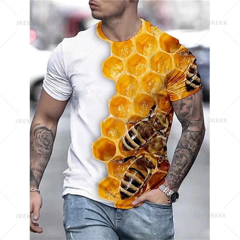 3D Print Bees Honeybee T Shirt Animal Apoidea Graphic T-shirts Men Funny Streetwear Short Sleeves Mens Clothing
