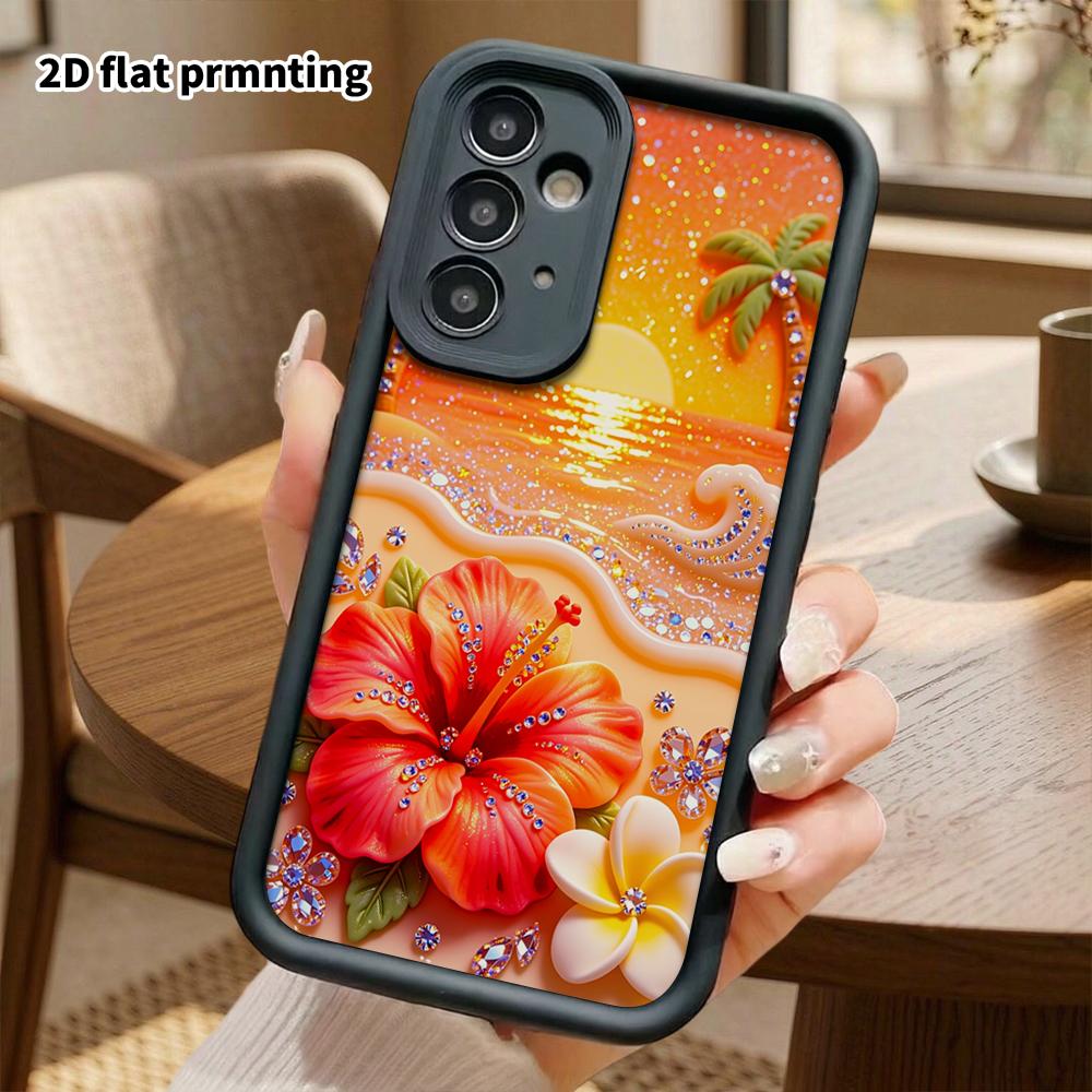 Phone Case: 2D Flat Samsung Galaxy A34 A35 M05 M06 S20 S22 S21 FE Plus 5G Tiered Protective Case, Seaside Sunset, Christmas and Halloween Gift