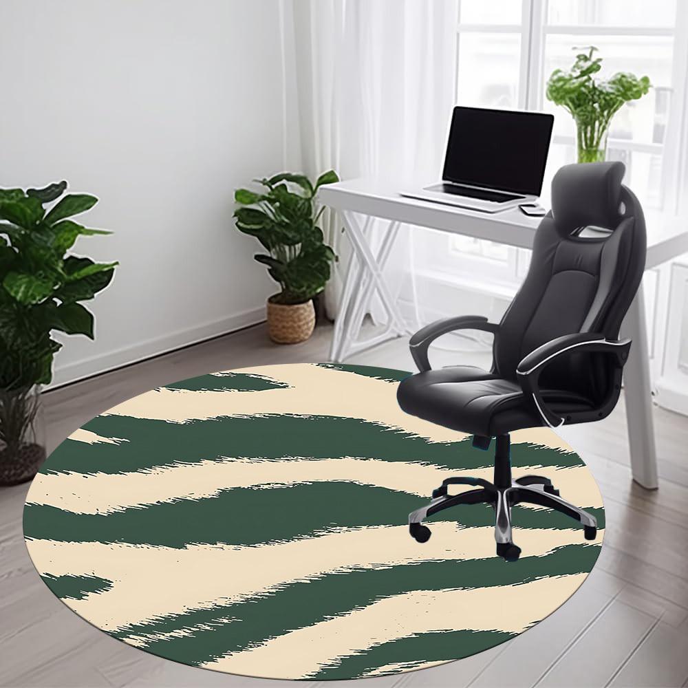 1PCZebra Stripes Office Round Area Rug, Mat Suitable For Office, Under Office Chairs Bedroom Living Room Home Decor, Room Deco