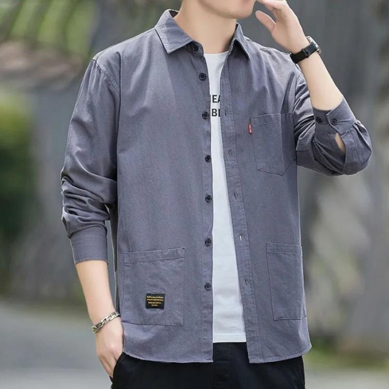 Весенне-летние немнущиеся рубашки свободного кроя, мужские повседневные рабочие рубашки с длинным рукавом, весенне-осенние куртки для мужчин M