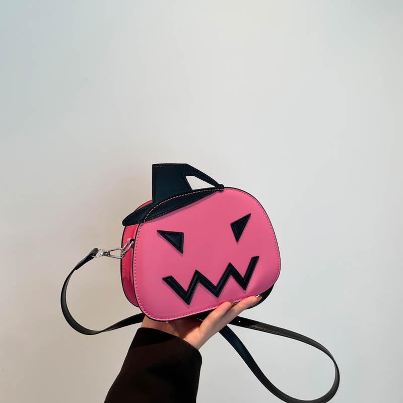2024 New Halloween three-dimensional pumpkin bag bag, one-shoulder messenger women's bag, fashionable, casual, simple and funny small bag.