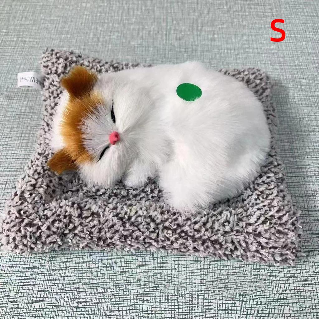 Simulated Cat Ornament With Built-in Activated Carbon Purifying Air Cute Doll Car Decor Sleeping Cat Figurine Press To Sound